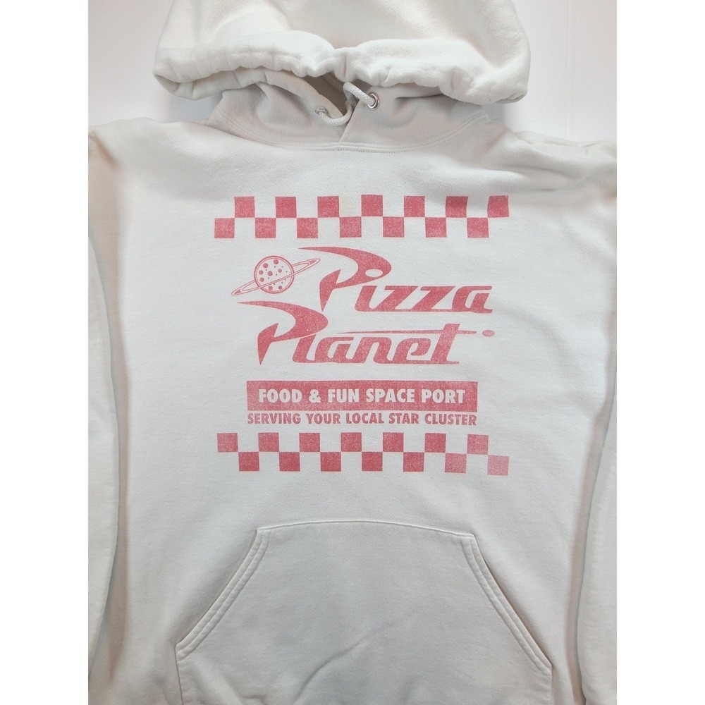Jerzees Nublend Pizza Planet Toy Story Hoodie Adult Large White‎ Red Graphic